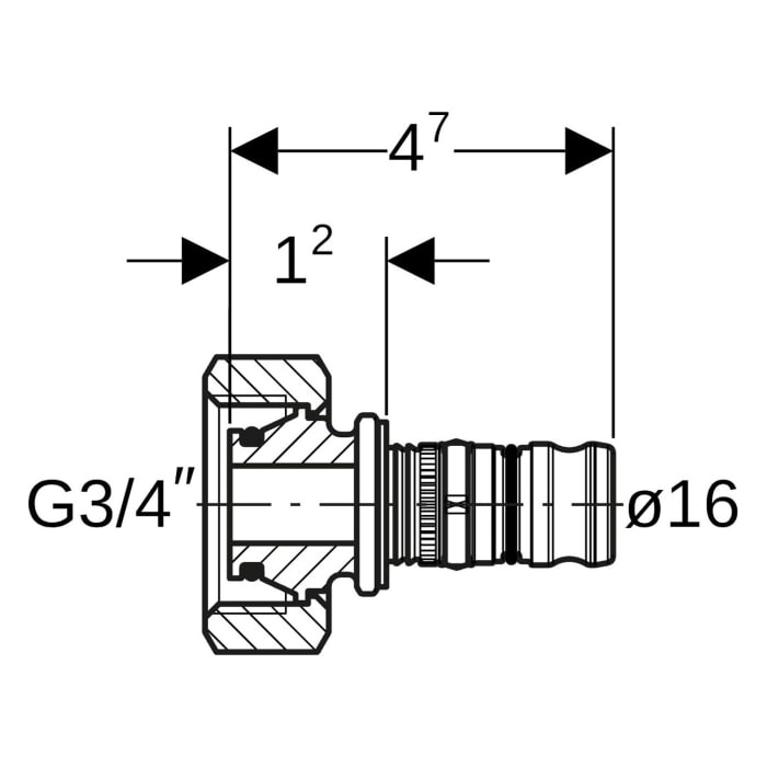 Geberit Mepla Verteilerabgang für Eurokonus, d=16mm, G=3/4