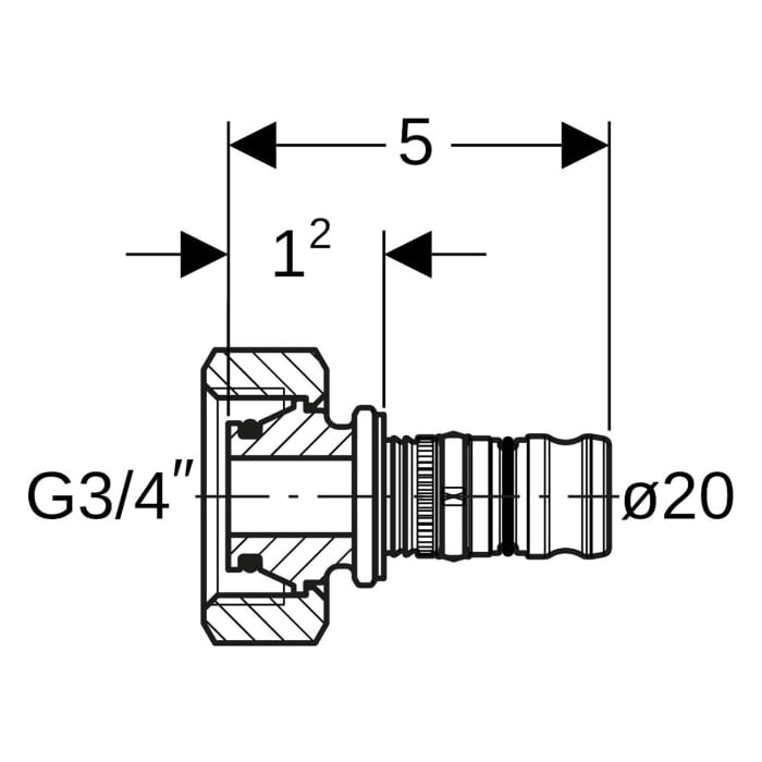 Geberit Mepla Verteilerabgang für Eurokonus, d=20mm, G=3/4
