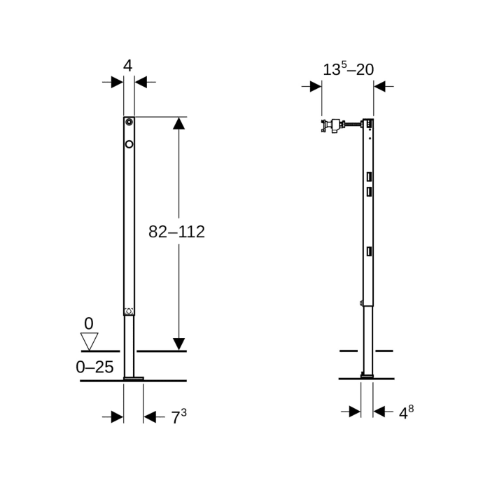 Geberit Duofix Ständer teilhoch 82 - 112 cm