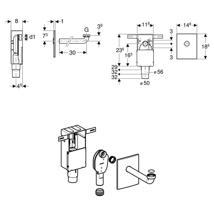 Geberit UP-Geruchsverschluss für Waschtisch