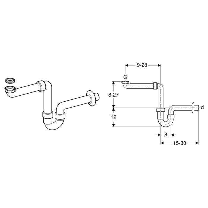 Geberit Waschtisch-Raumsparsiphon