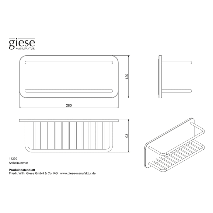 Giese Duschkorb zum Kleben mit Klebefolie