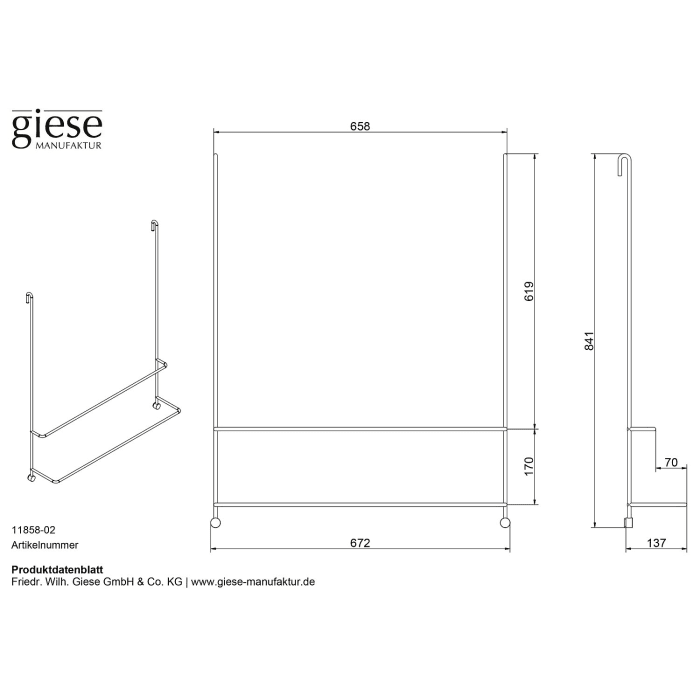 Giese Server Badetuchhalter mit 2 Badetuchstangen, 67 cm