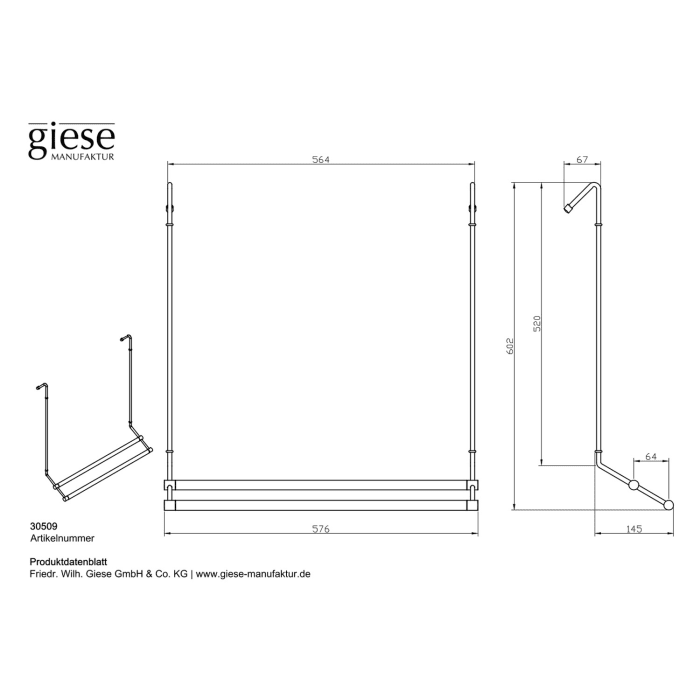 Giese Bodygard Badetuchhalter Duschwandmodell