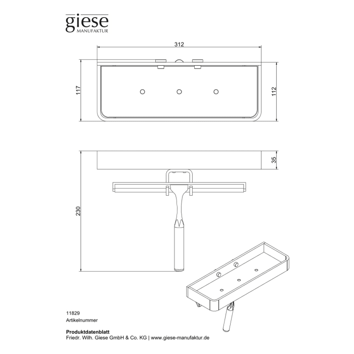 Giese gifix tono Duschkorb mit Glasabzieher