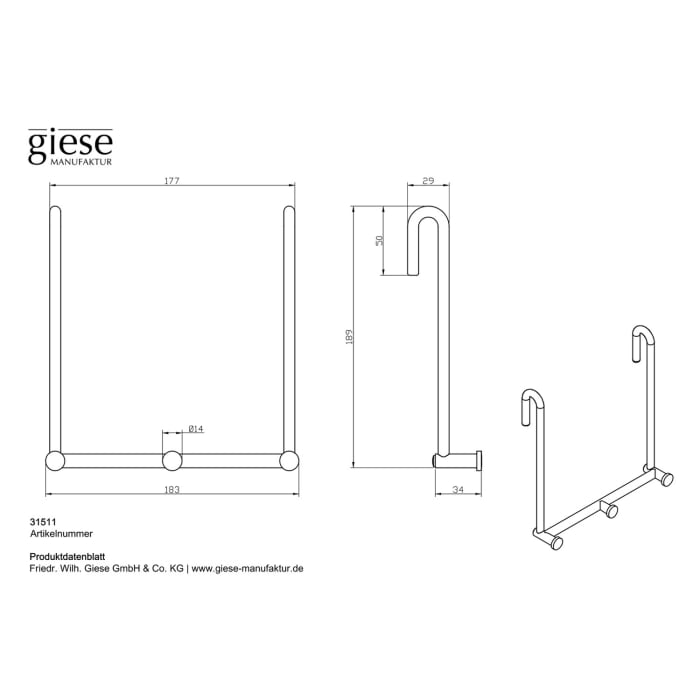 Giese Haken 3 für Glasduschwand
