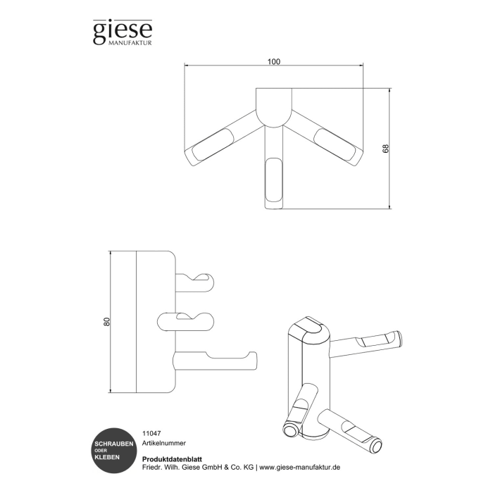 Giese Mehrfachhaken mit 3 Haken