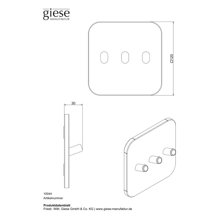 Giese Hakenleiste mit 3 Haken zum Kleben