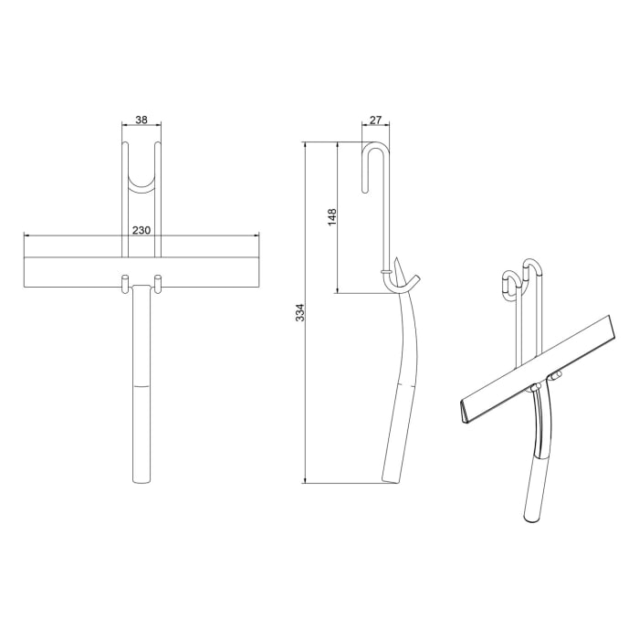 Giese Haken mit Glasabzieher, für Glaswand 6/8 mm