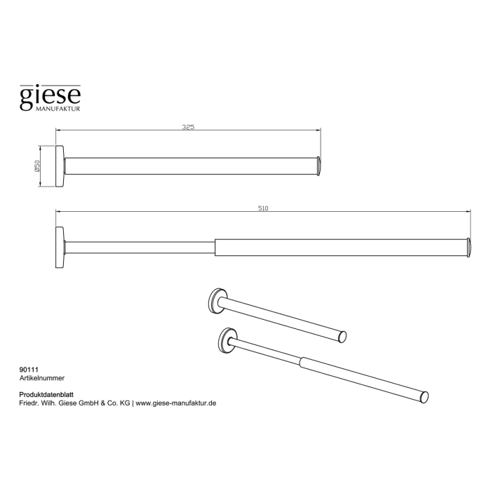 Giese Handtuchhalter 32,5 cm, ausziehbar