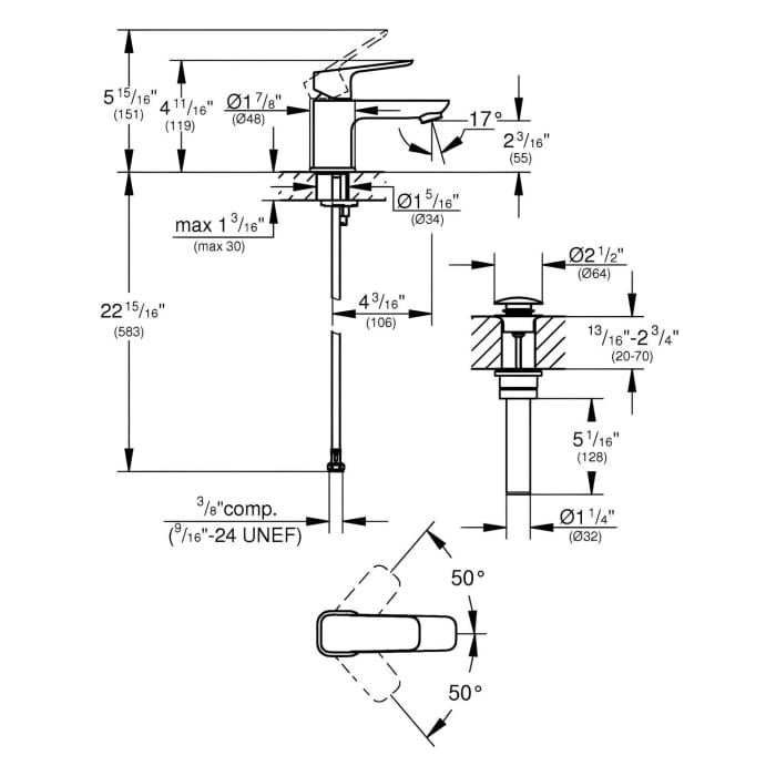 GROHE Dice Einhebelmischer Waschtisch gl.Krp XS-SIZE