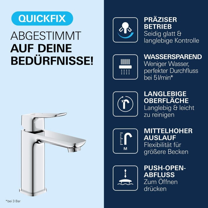 GROHE Dice Einhebelmischer Waschtisch M-SIZE PushOp