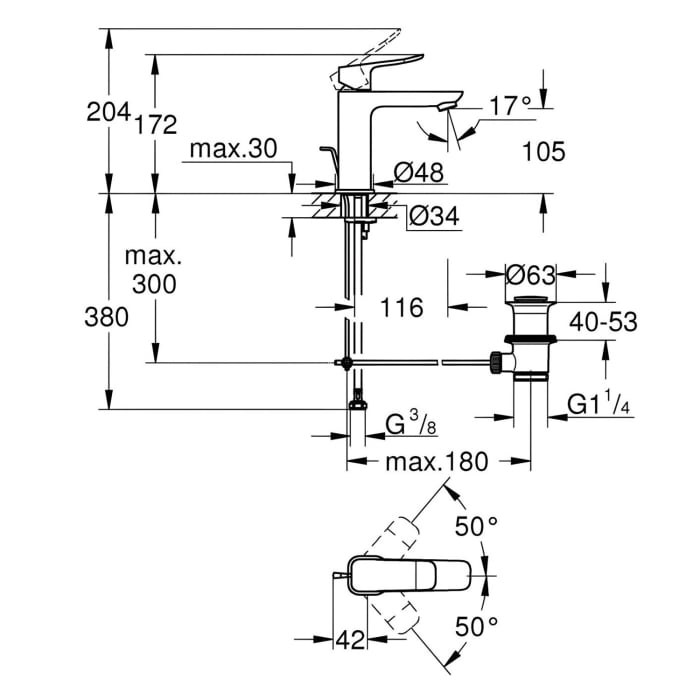 GROHE Dice Einhebelmischer Waschtisch M-SIZE