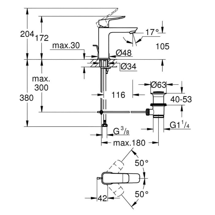 GROHE Dice Einhebelmischer Waschtisch M-SIZE