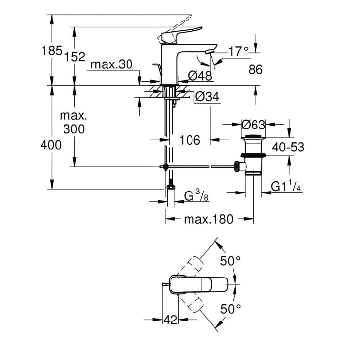 GROHE Dice Einhebelmischer Waschtisch S-SIZE