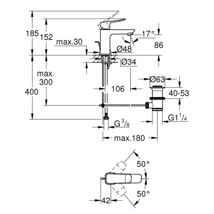 GROHE Dice Einhebelmischer Waschtisch S-SIZE