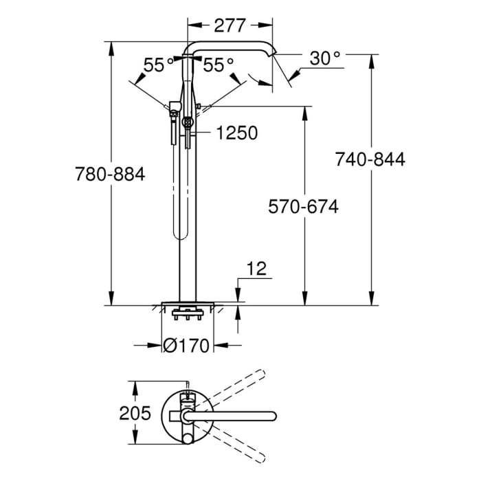 GROHE Essence New Einhand-Wannenbatterie freistehend