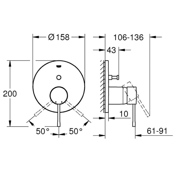 GROHE Essence Neu Einhand-Wannenbatterie Unterputz