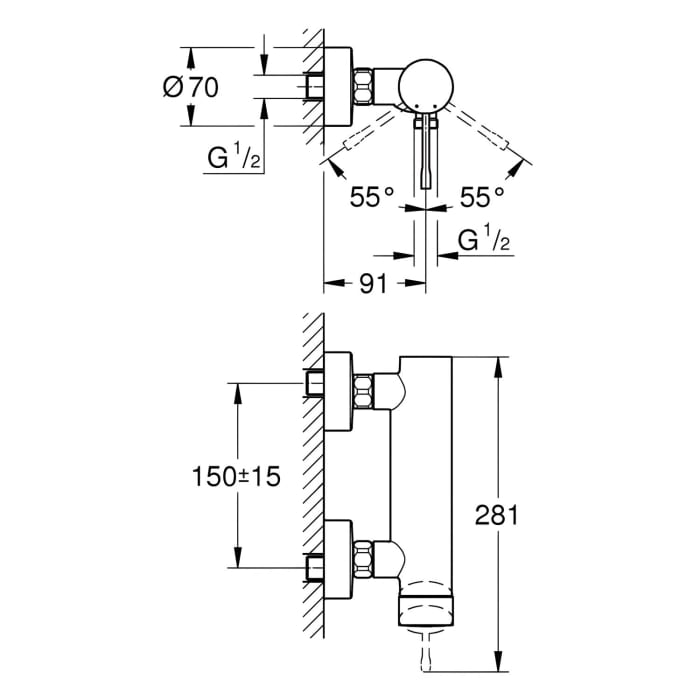 GROHE Essence New Einhand-Brausebatterie Aufputz