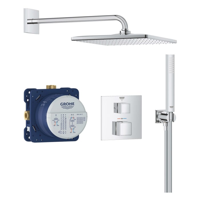 GROHE Precision Cube Thermostat Bundle , UP, eckig mit Vitalio Rain Mono 310