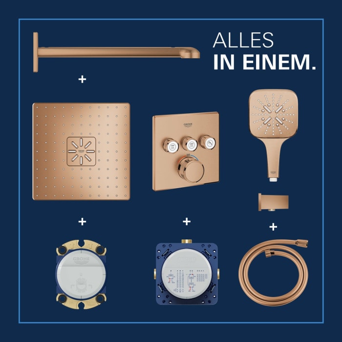 GROHE Grohtherm SmartControl Thermostat Fertigmontageset, eckige Ausführung