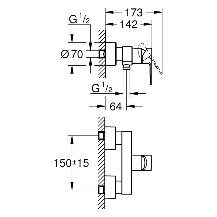 GROHE Lineare New Einhand-Brausebatterie Aufputz