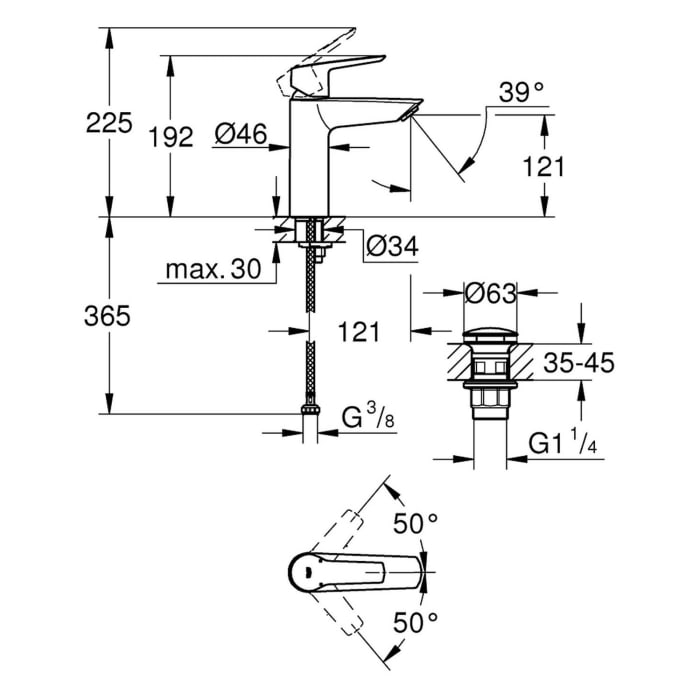 GROHE Start Einhand-Waschtischbatterie, 1/2