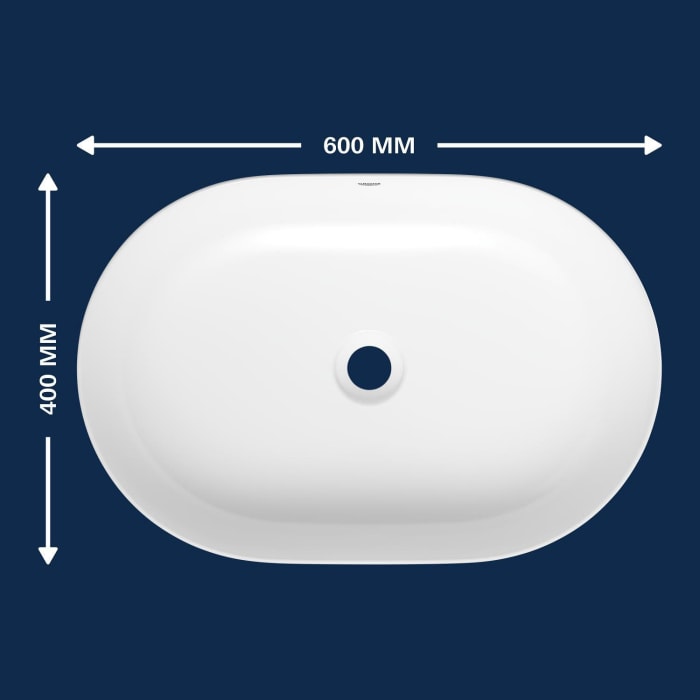 GROHE Essence Ceramic Aufsatzschale 60 cm, ohne Hahnloch, ohne Überlauf
