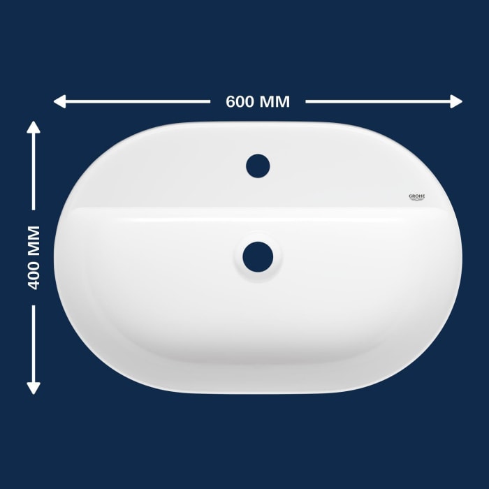 GROHE Essence Ceramic Aufsatzwaschtisch 60 cm, mit Hahnloch, mit Überlauf