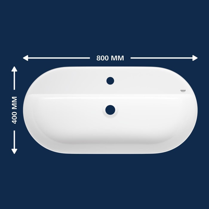 GROHE Essence Aufsatzwaschtisch 80 cm, mit Hahnloch, mit Überlauf