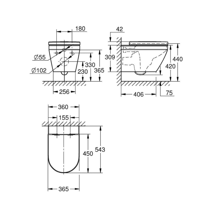 GROHE Euro Keramik Wand-Tiefspül-WC