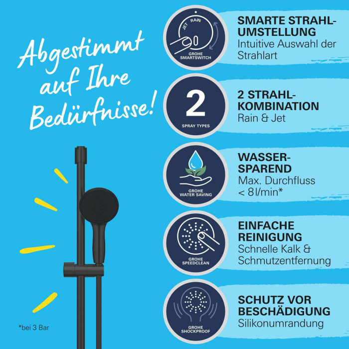 GROHE Vitalio Start 110 Brausestangenset 90 cm mit 2 Strahlarten