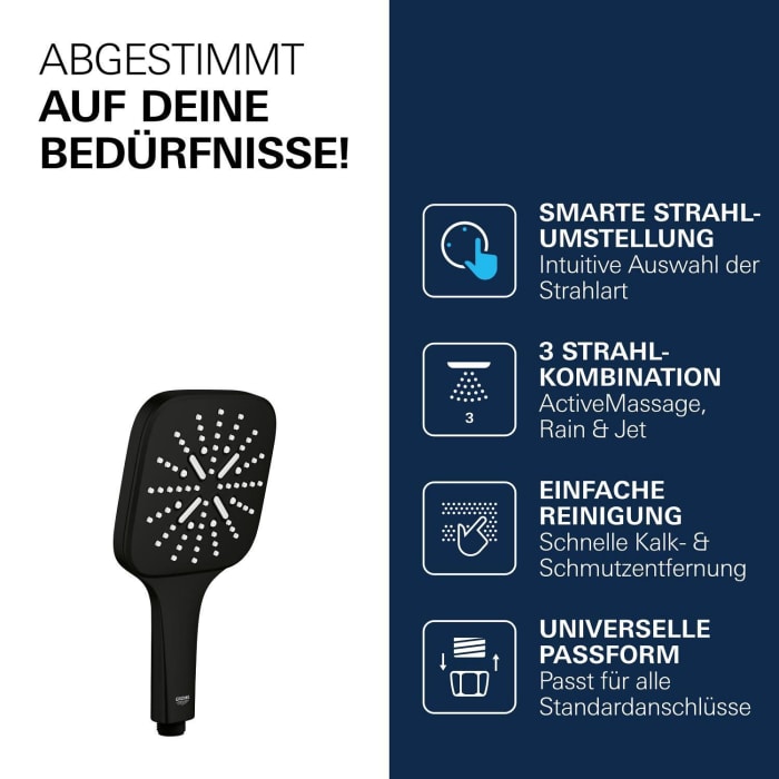 GROHE Vitalio SmartActive 130 Cube Handbrause mit 3 Strahlarten