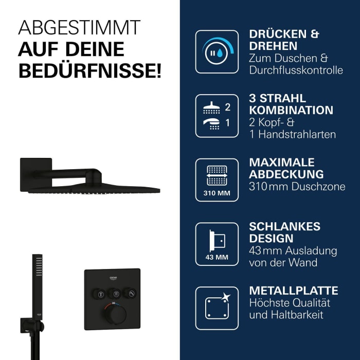 GROHE Precision SmartControl Duschsystem UP, mit Vitalio SmartActive 310, eckig