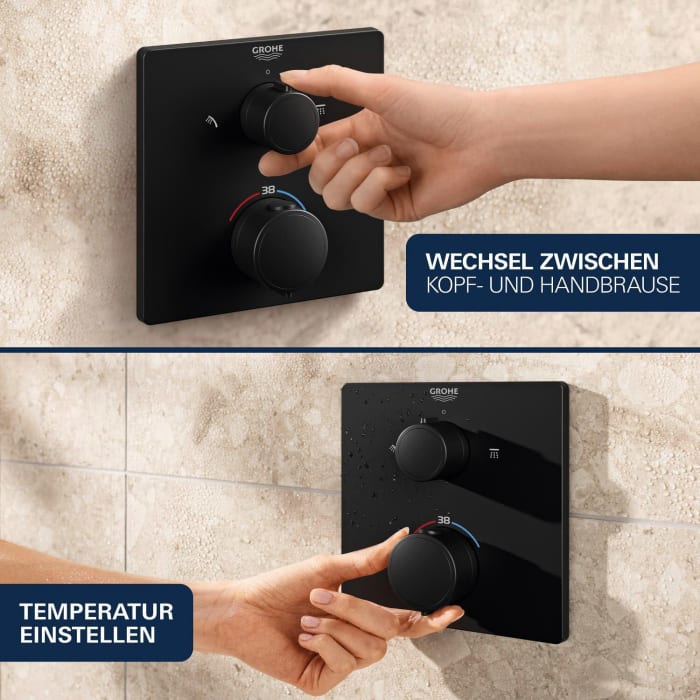 GROHE Precision Duschsystem Unterputz mit Vitalio Rain Mono 310, eckig
