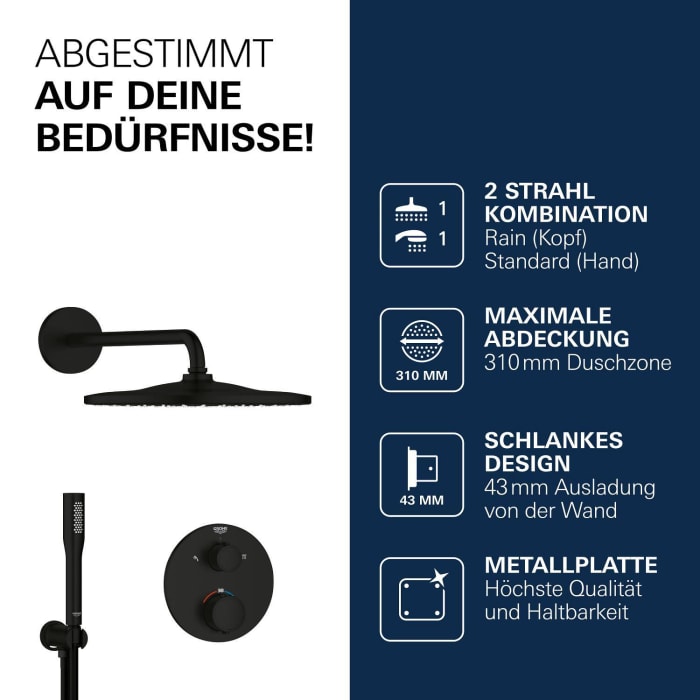 GROHE Precision Duschsystem Unterputz mit Vitalio Rain Mono 310, rund