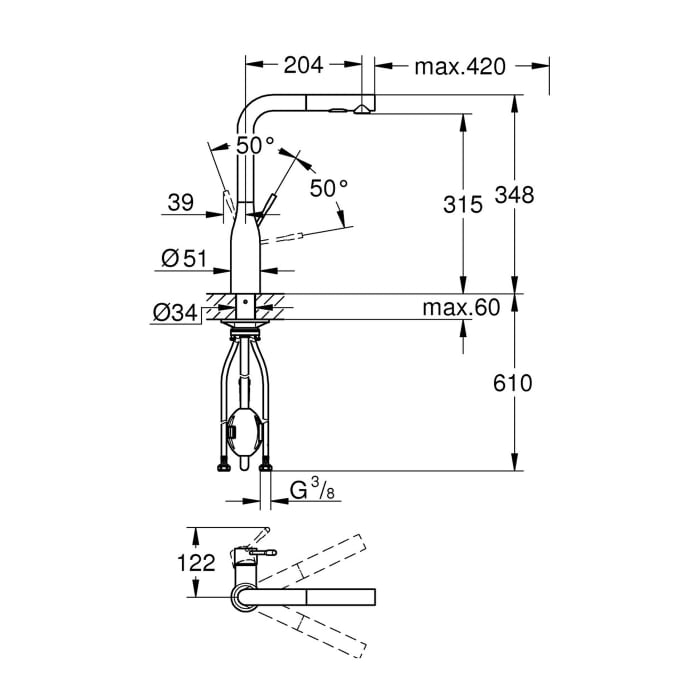 GROHE Essence Neu Einhand-Spültischbatterie mit herausziehbarer Dual Spülbrause