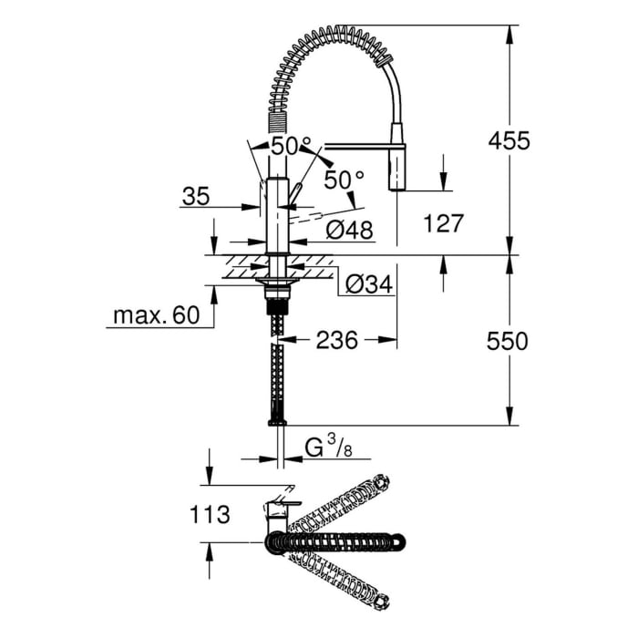 GROHE Get Einhand-Spültischbatterie mit Profibrause
