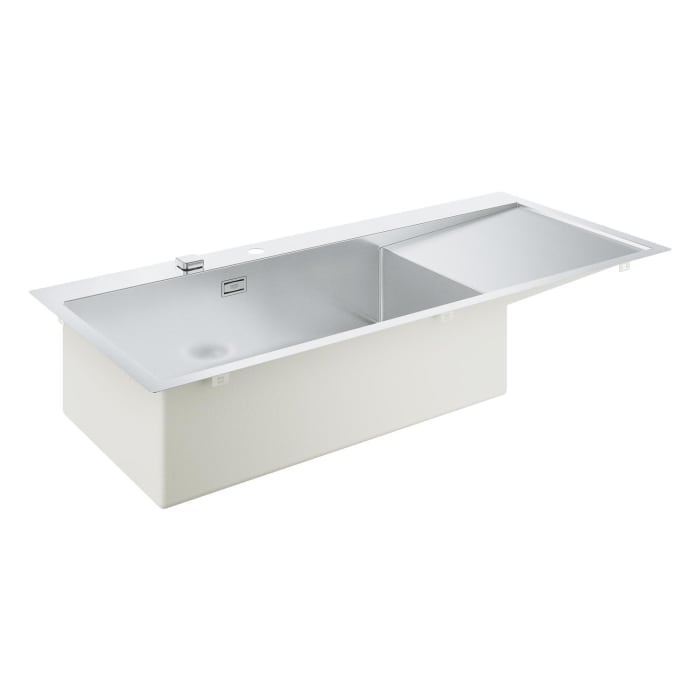 GROHE K1000 Edelstahl-Einbauspüle 116 x 52 cm mit Abtropffläche, Becken links