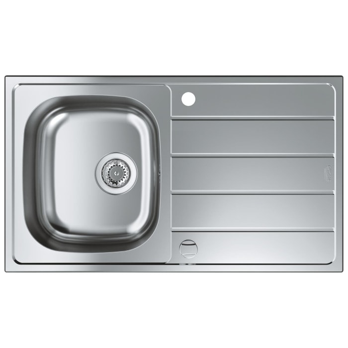 GROHE K200 Edelstahl-Einbauspüle 86 x 50 cm mit 1 Becken und Abtropffläche, reversible