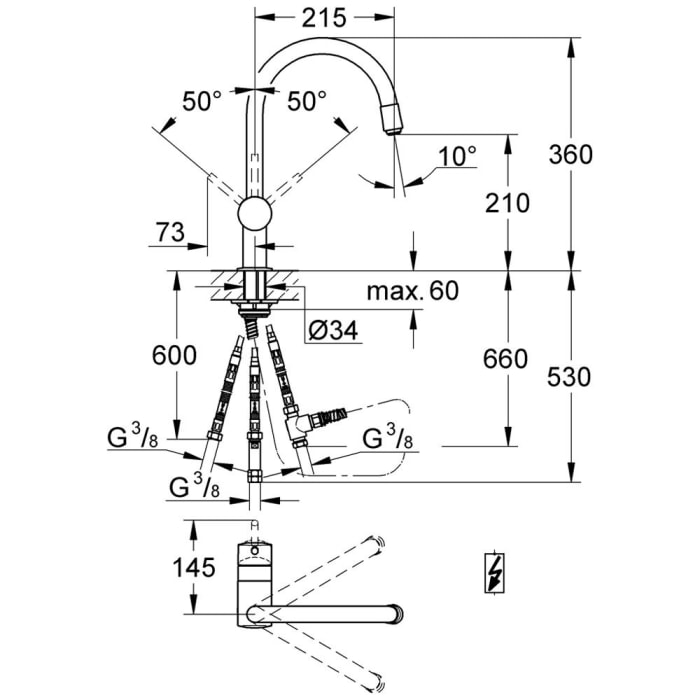 GROHE Minta Einhand-Spültischbatterie für offene Warmwasserbereiter