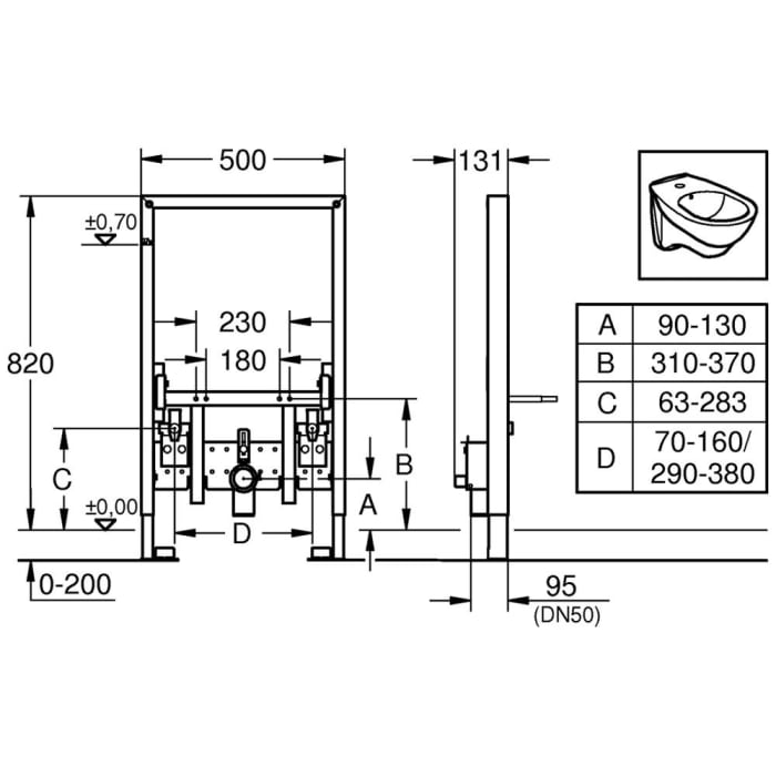 GROHE Rapid SL für Bidet, 82 cm Bauhöhe