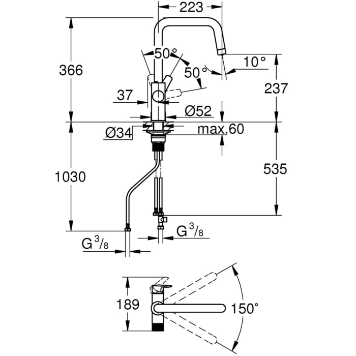 GROHE Blue Pure Start Einhand-Spültischbatterie mit Filterfunktion