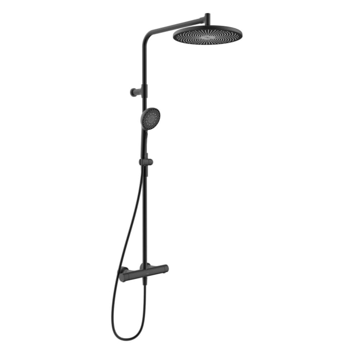 Hansa HANSAAURELIA Duschsystem mit Thermostat-Brausebatterie mit Kopfbrause rund und Handbrause rund 3-strahlig