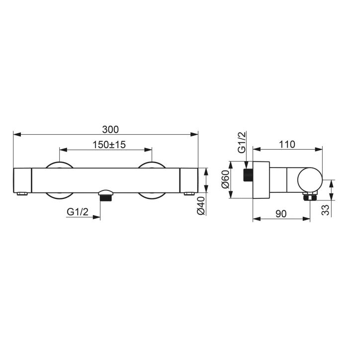 Hansa HANSAPRISMA Thermostat-Brausearmatur, Aufputz