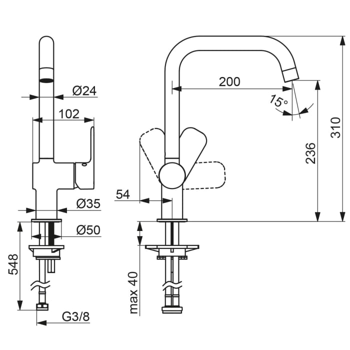 Hansa HANSABASIC Einhebelmischer-Küchenarmatur, Seitenbedient