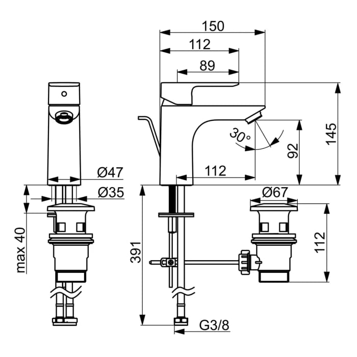 Hansa HANSABASIC Einhebelmischer-Waschtischarmatur XL, mit Kaltstartfunktion