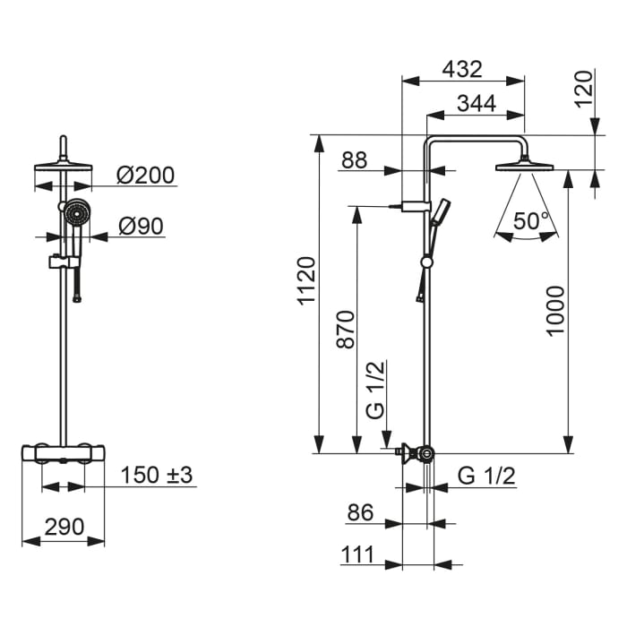 Hansa HANSABASIC Thermostat-Regenbrause-Duscharmatur