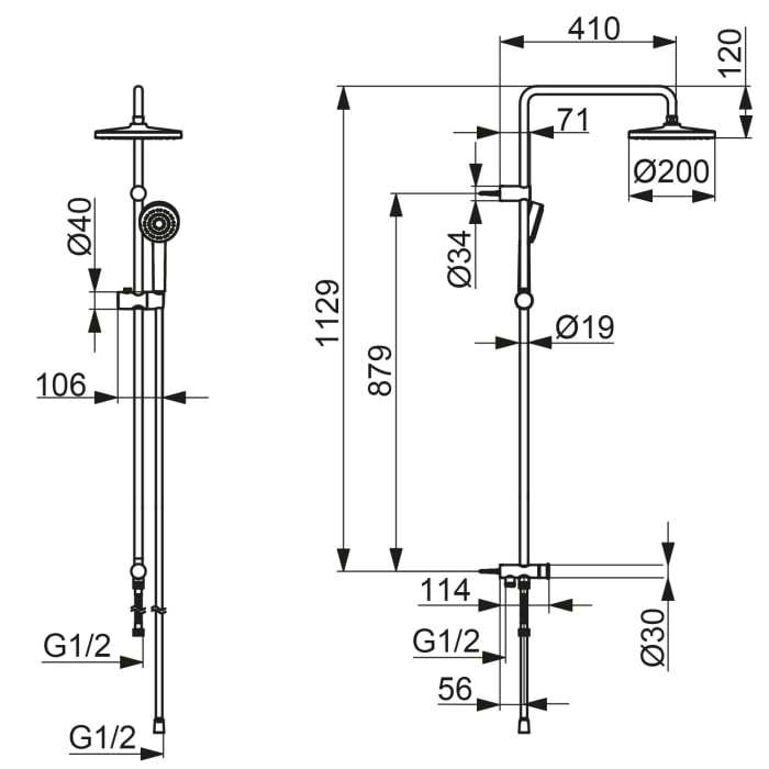 Hansa HANSABASIC Wandstangen-Brausenset