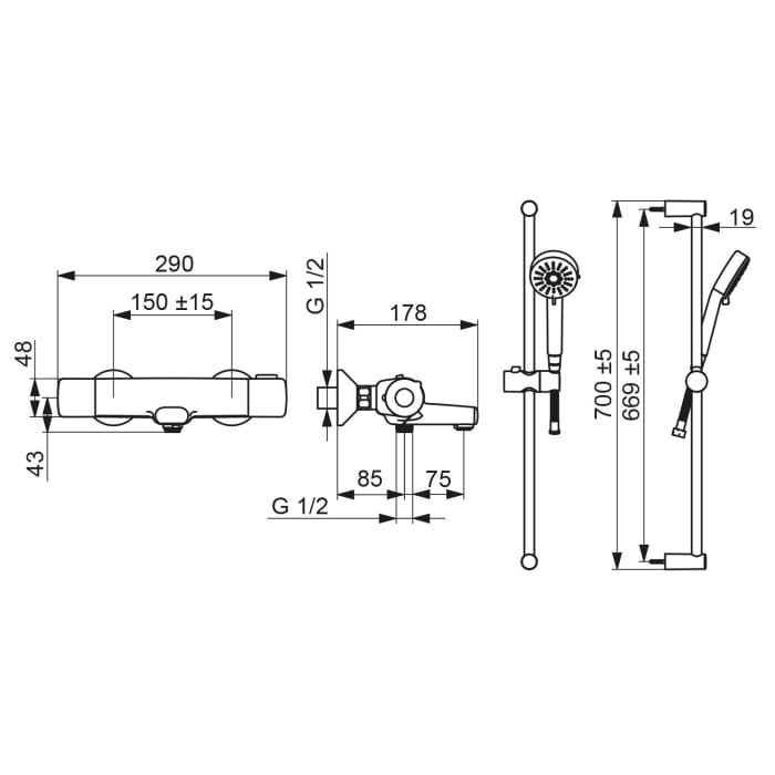 Hansa HANSABASIC Thermostat-Wannen- und Brausearmatur